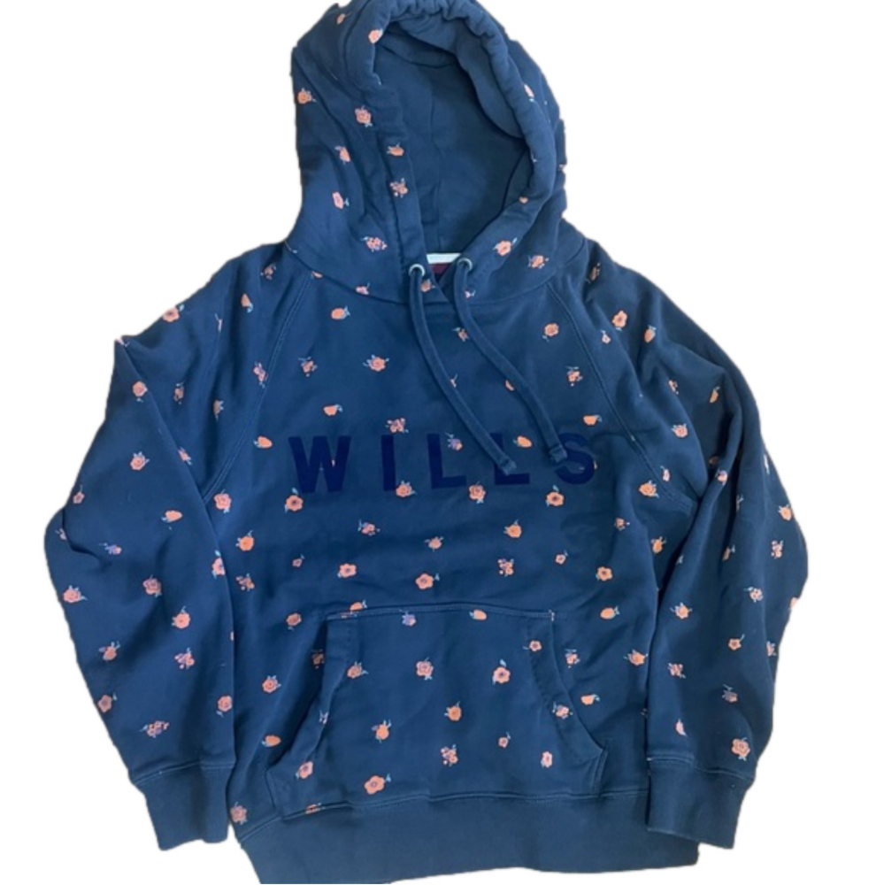 Jack Wills Navy Blue Hoodie with Pink Floral Print
